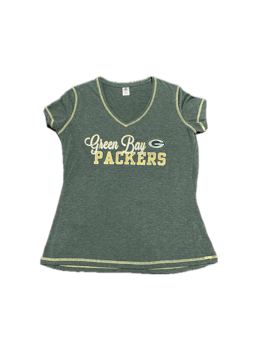 NFL Team Apparel Green Bay Packers V-Neck T-Shirt Size Large